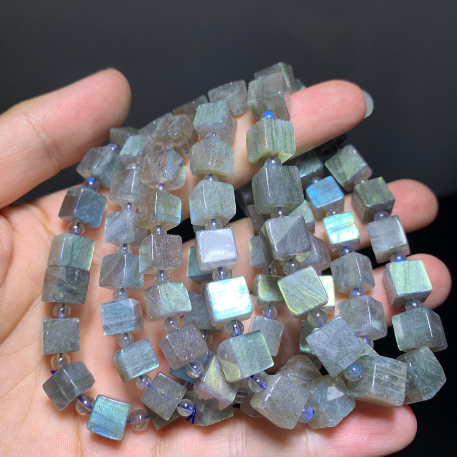 Wholesale HQ Shiny Labradorite Crystal Cube Bracelet