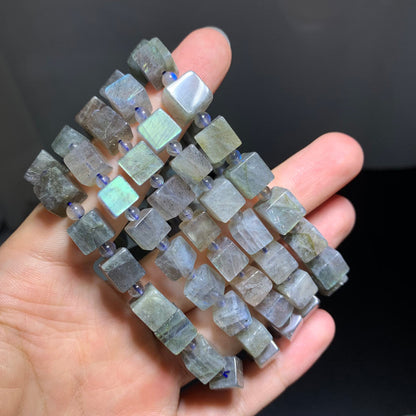 Wholesale HQ Shiny Labradorite Crystal Cube Bracelet