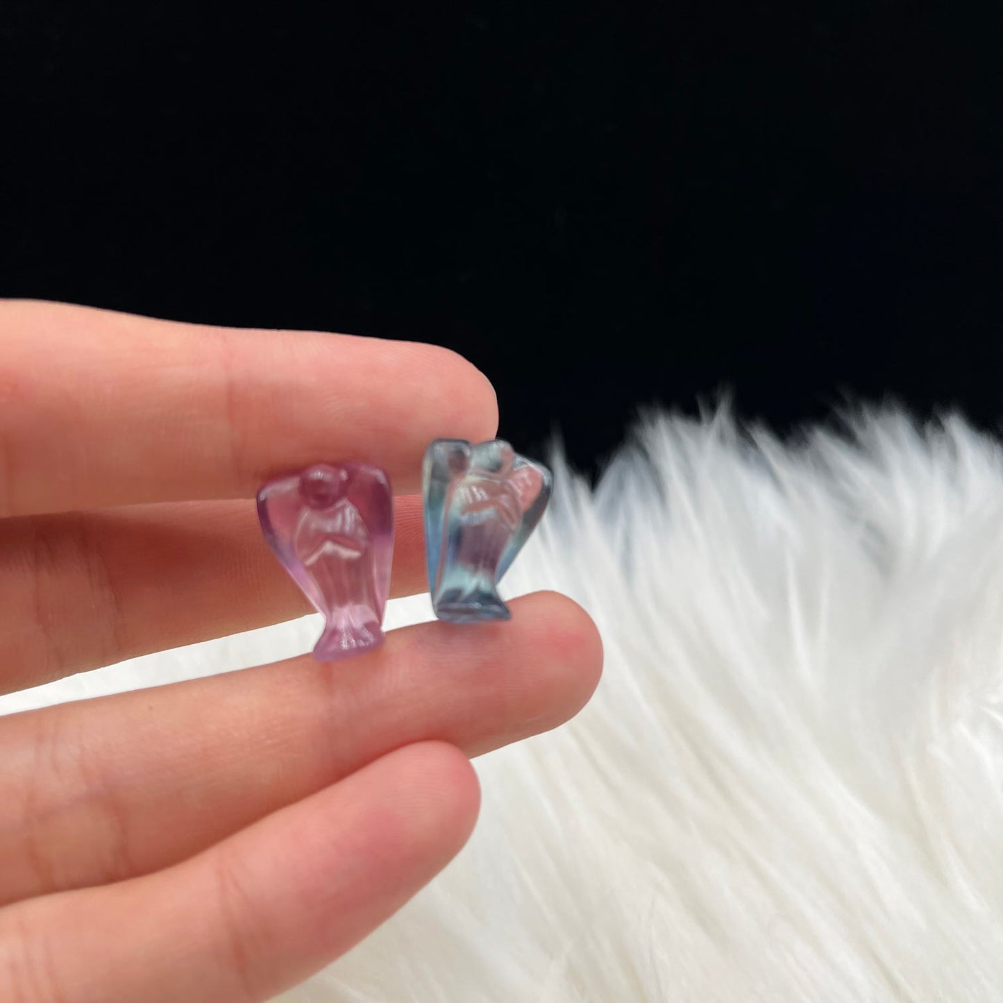 Mini Fluorite Crystal with Body Shark and Squirrel design, size 55