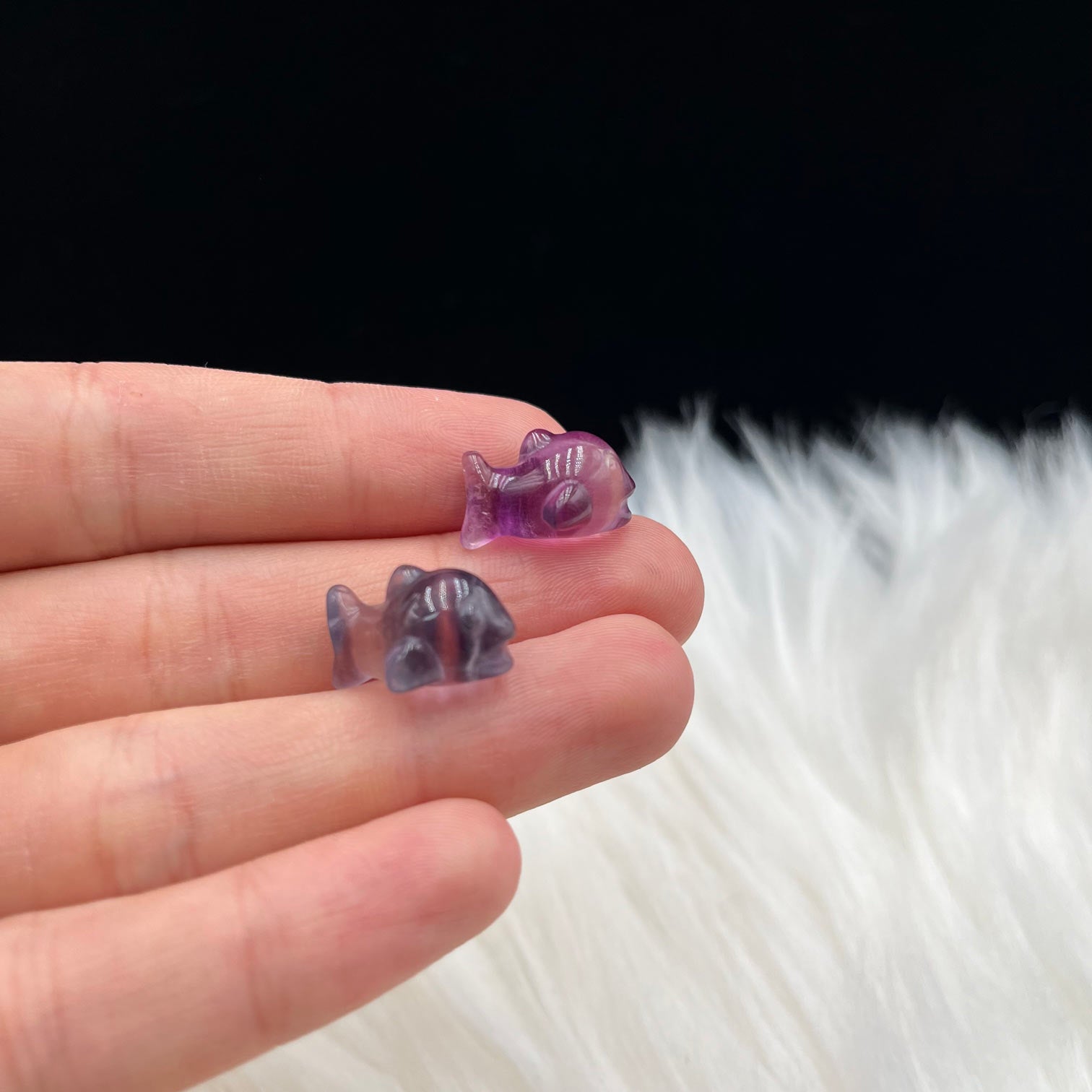 Mini Fluorite Crystal with Body Shark and Squirrel design, size 50