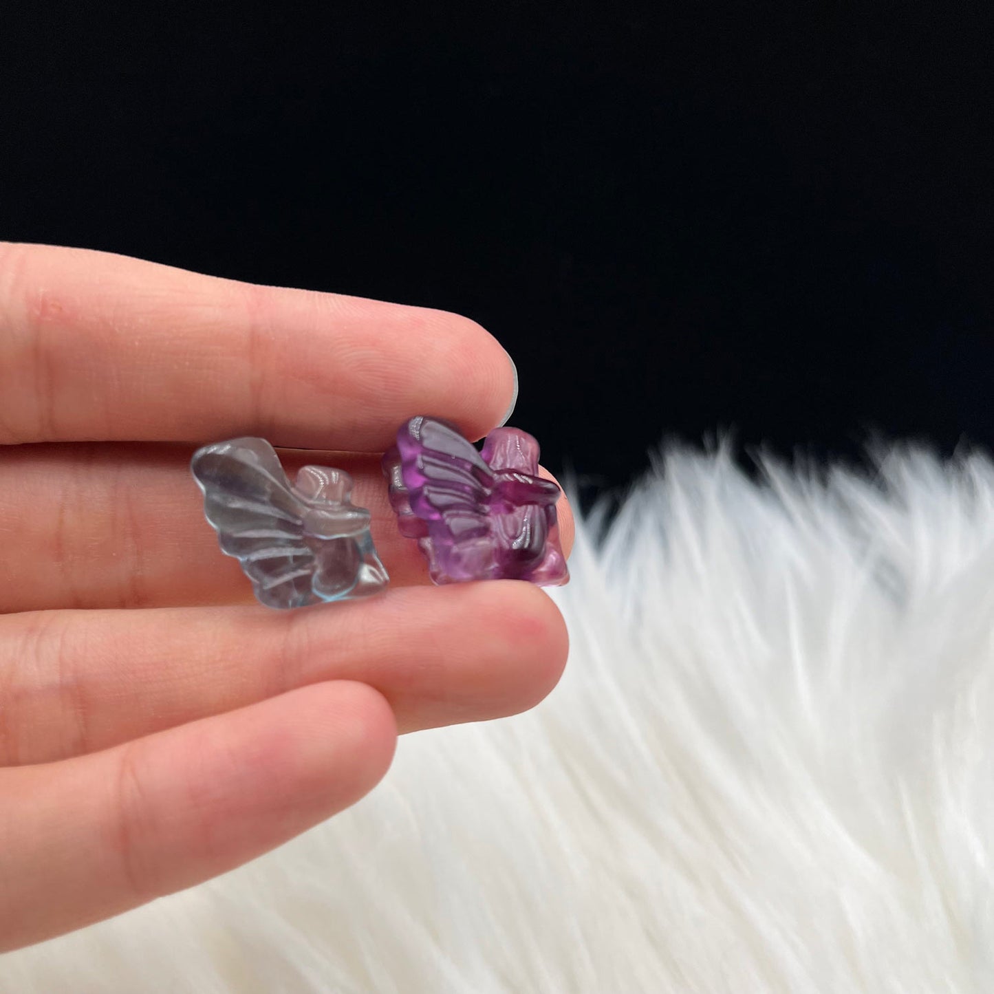 Mini Fluorite Crystal with Body Shark and Squirrel design, size 51