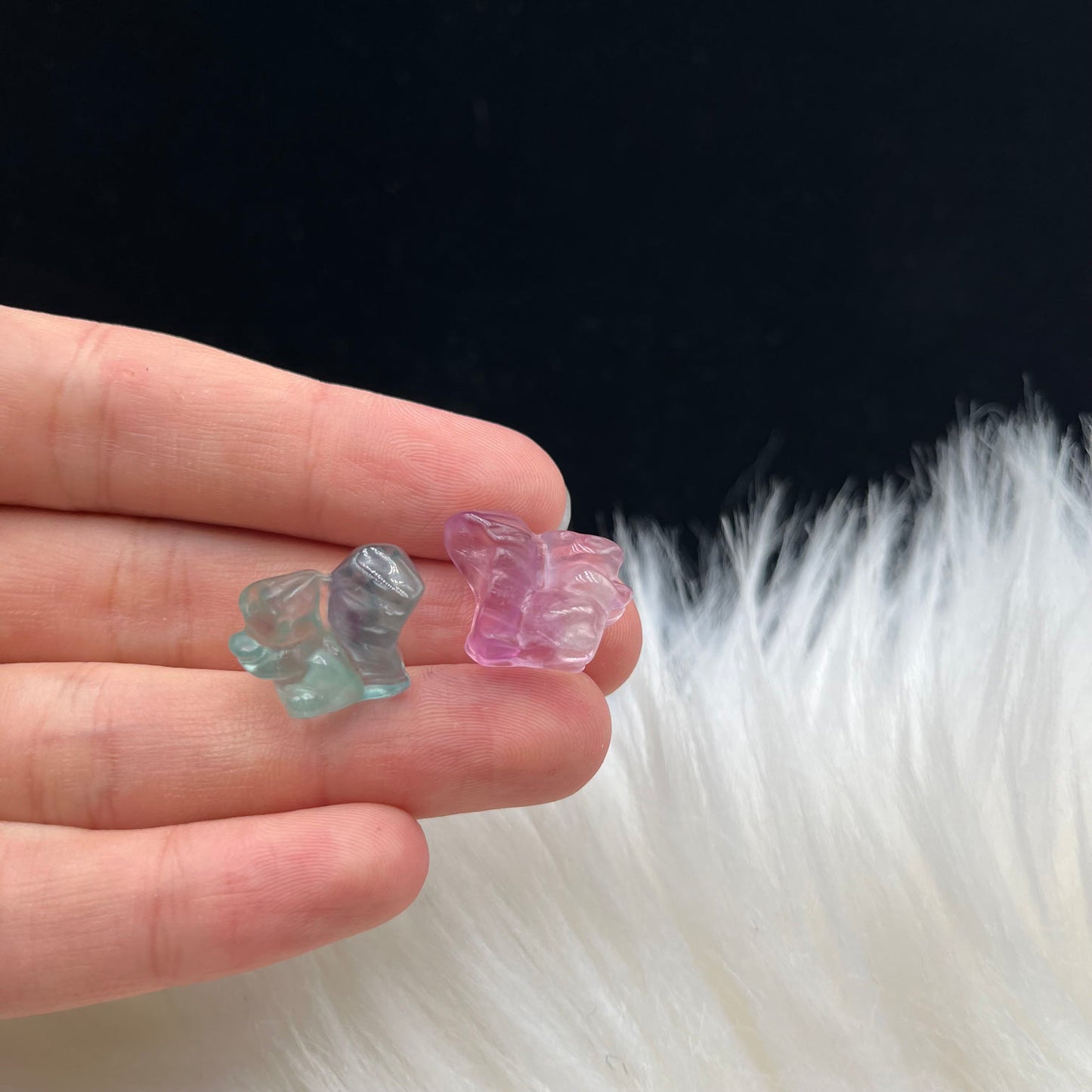 Mini Fluorite Crystal with Body Shark and Squirrel design, size 53