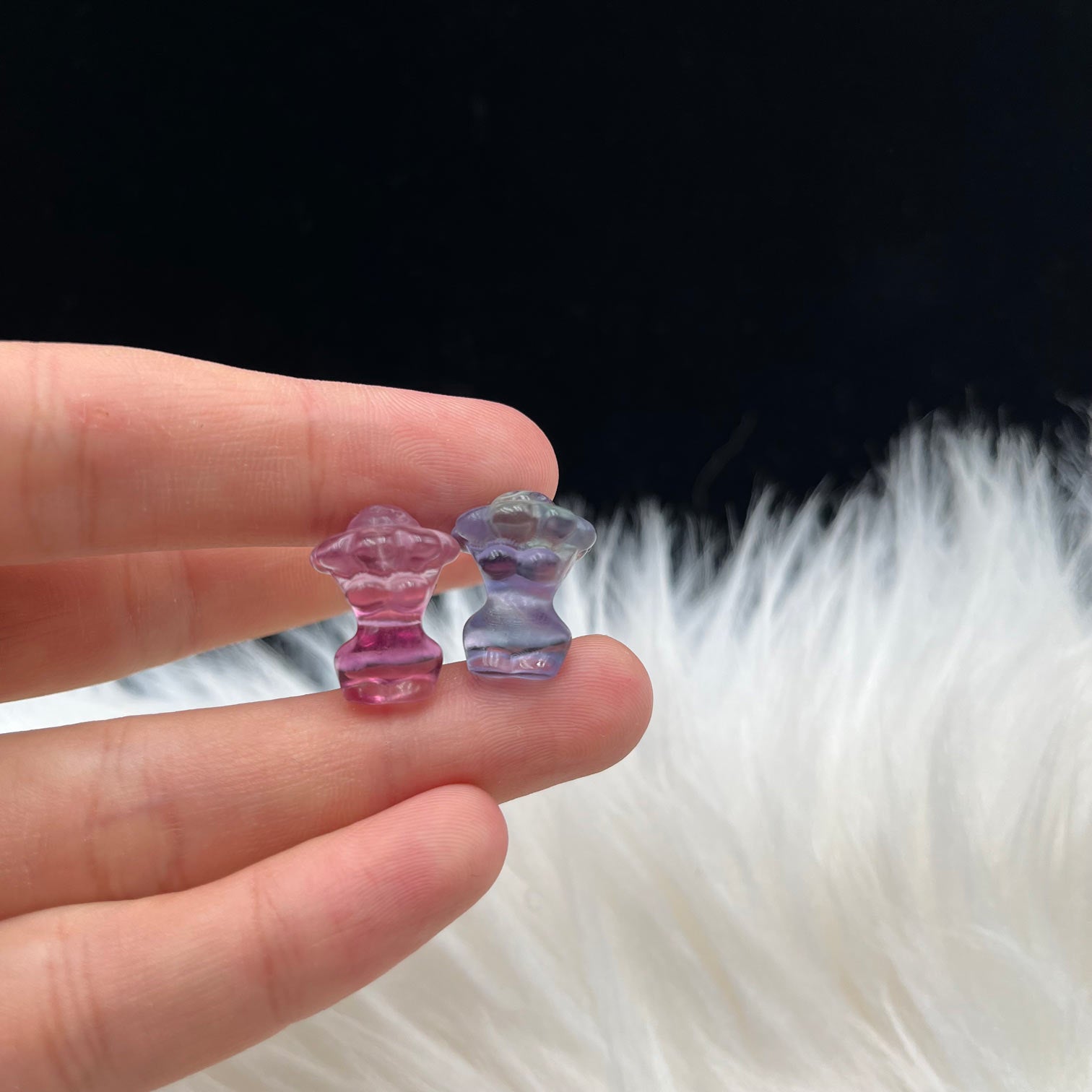 Mini Fluorite Crystal with Body Shark and Squirrel design, size 52