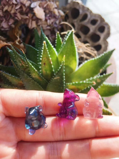Mini Fluorite Crystal shaped like Buddha, Rabbit, and Hamster5