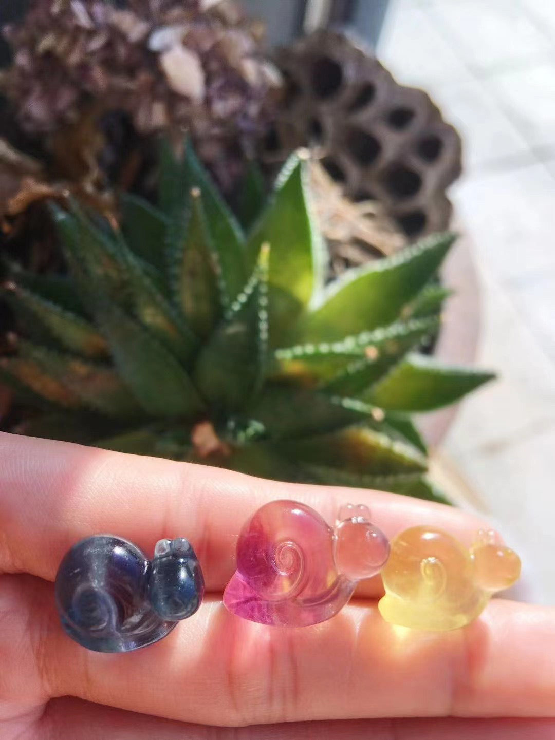 Mini Fluorite Crystal shaped like Buddha, Rabbit, and Hamster2