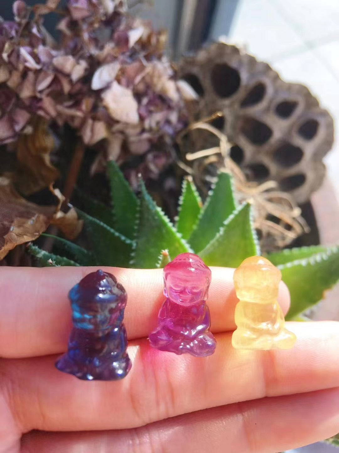 Mini Fluorite Crystal shaped like Buddha, Rabbit, and Hamster4