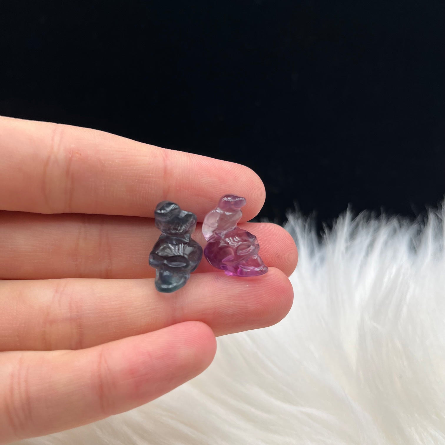 Mini Fluorite Body Hand Sun with Fox and Frog design number 36