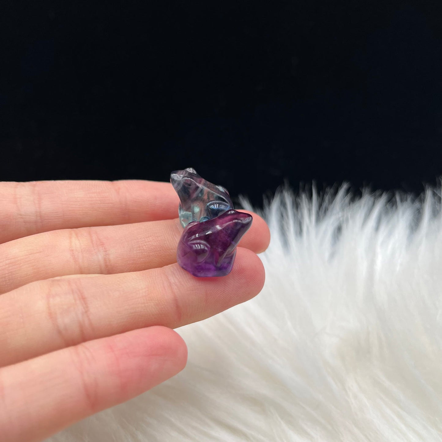Mini Fluorite Body Hand Sun with Fox and Frog design number 32