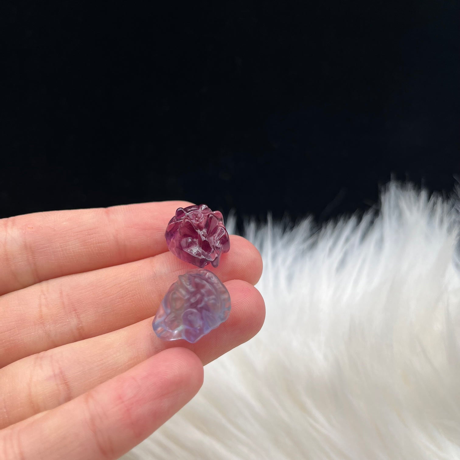 Mini Fluorite Body Hand Sun with Fox and Frog design number 34