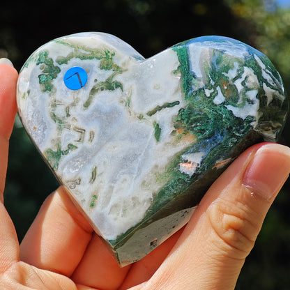 HQ Moss Agate Crystal Heart Bowl