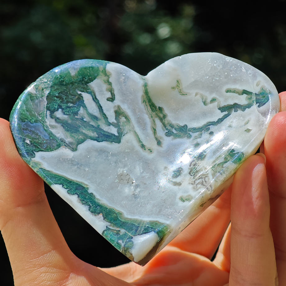 moss agate heart bowl