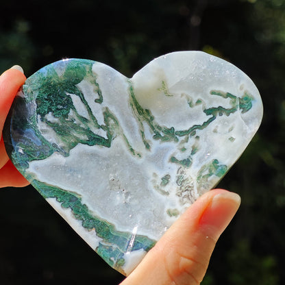 HQ Moss Agate Crystal Heart Bowl