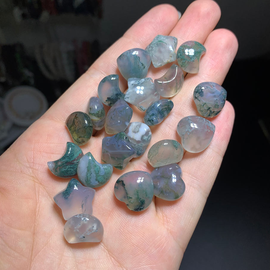 Wholesale Small Moss Agate Crystal Star Moon