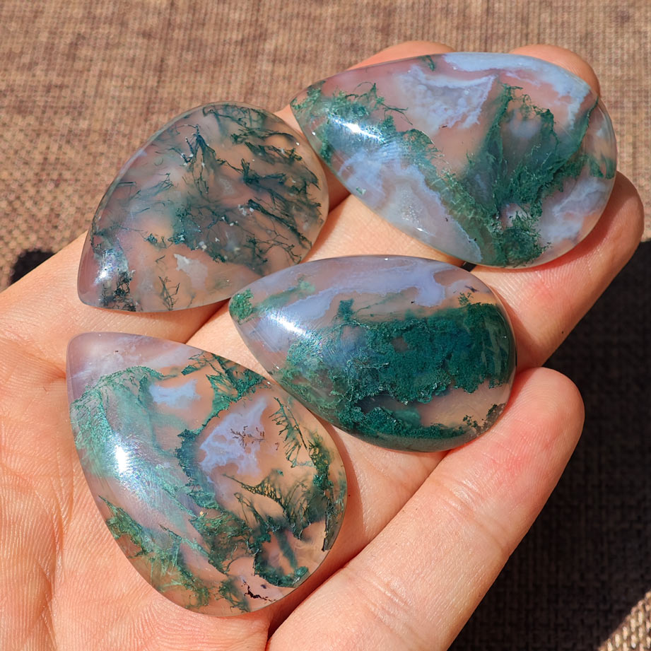 Wholesale Moss Agate Crystal Teardrop