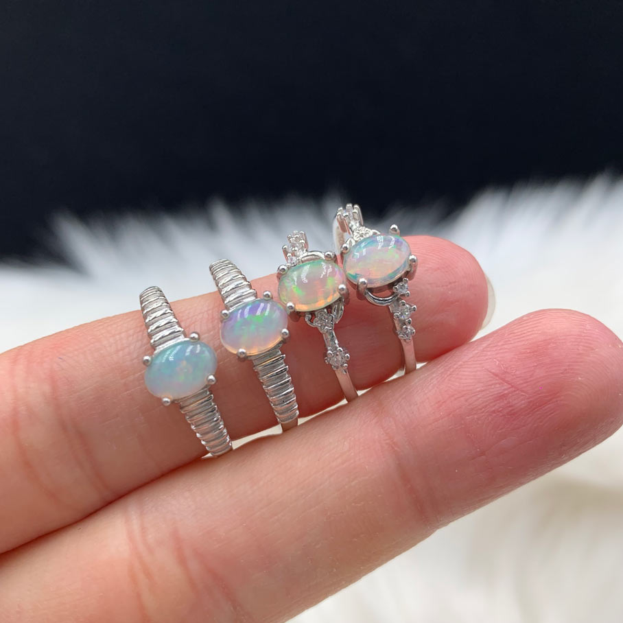 Rainbow Opal Crystal Ring