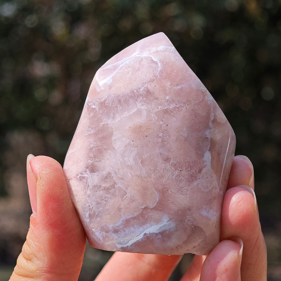 Pink Flower Agate Crystal Flame