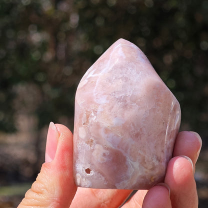 Pink Flower Agate Crystal Flame