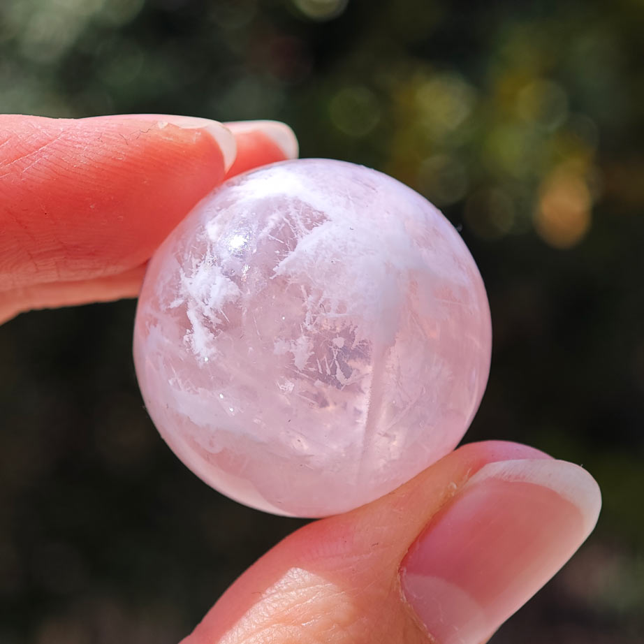 pink garden quartz sphere