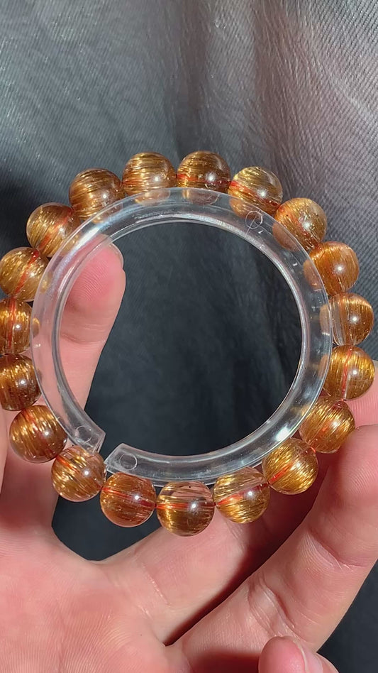 Copper rutile crystal bracelet
