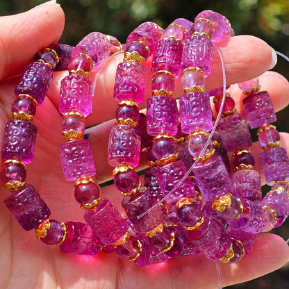 purple fluorite carving bracelet