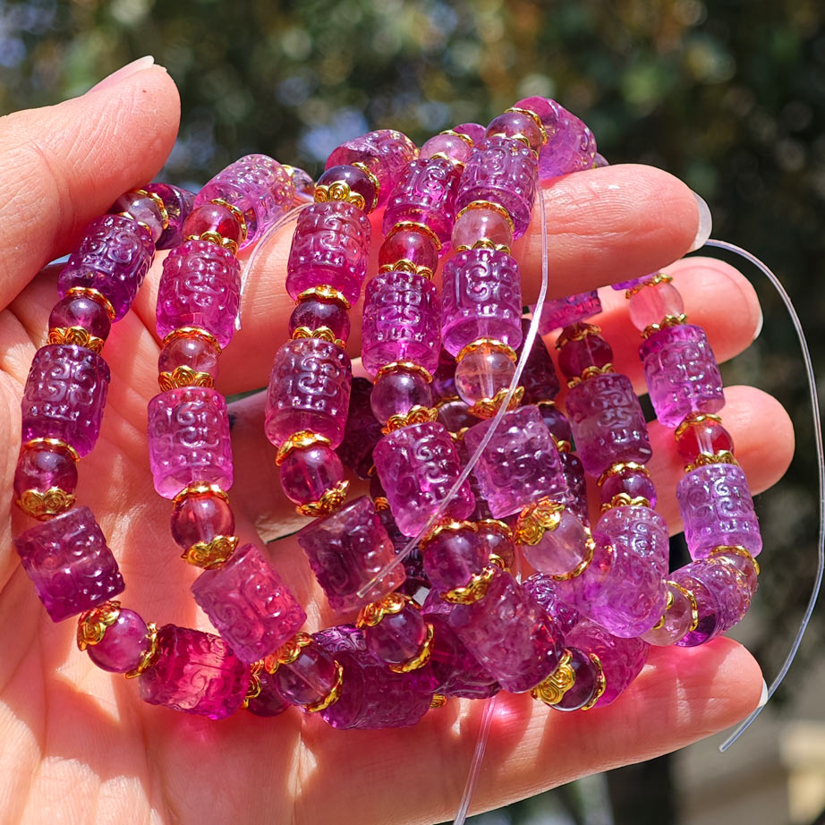 Wholesale Purple Fluorite Carving Crystal Bracelet