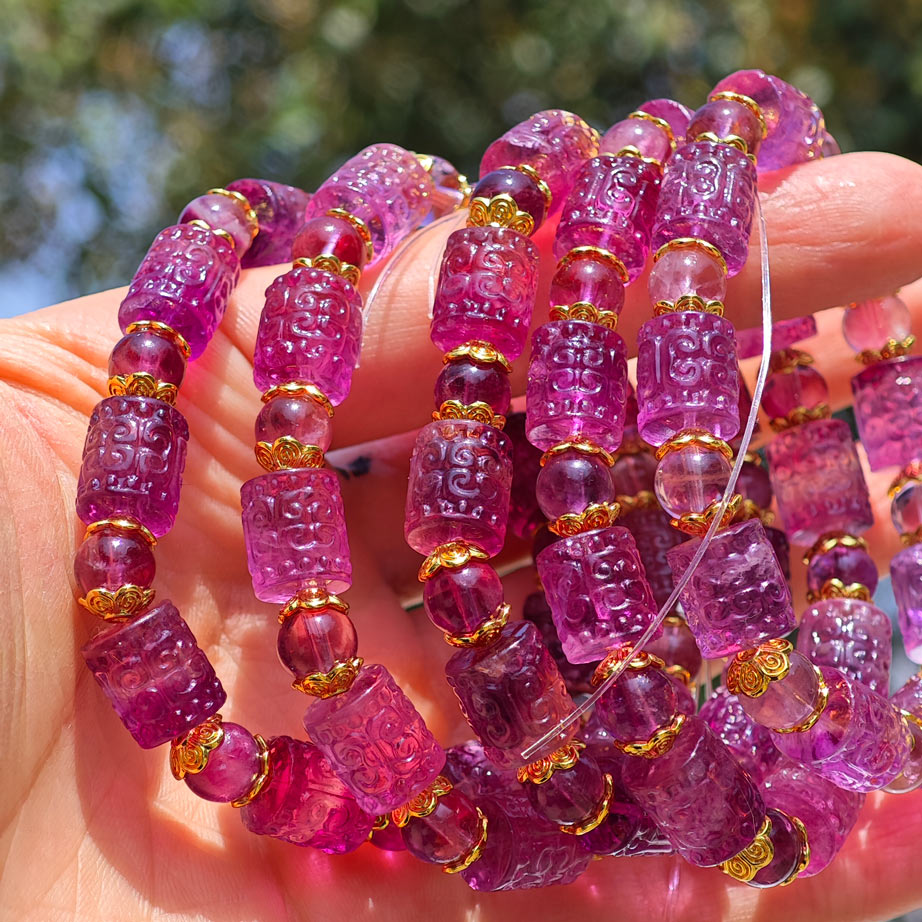 Wholesale Purple Fluorite Carving Crystal Bracelet