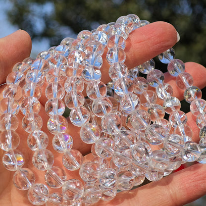 Bracelet en cristal de quartz clair arc-en-ciel