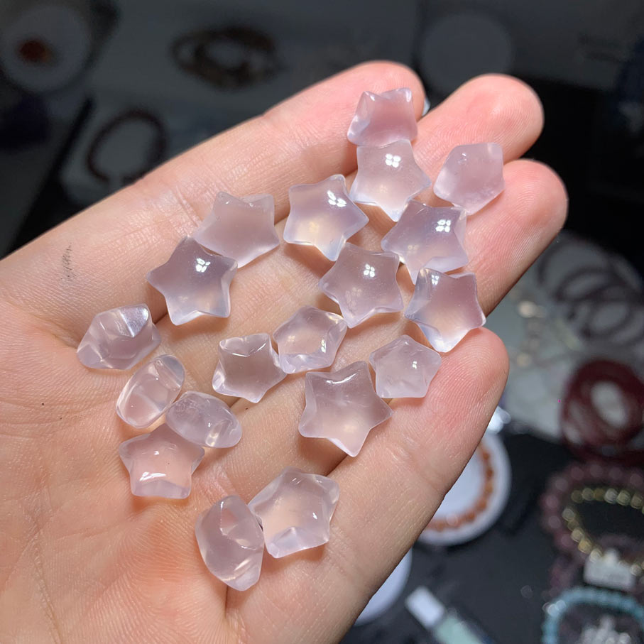 Wholesale Mini Clear Rose Quartz Crystal Star