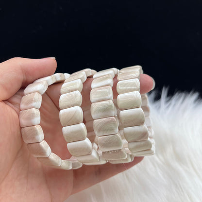 White Shell Agate Crystal Square Bracelet