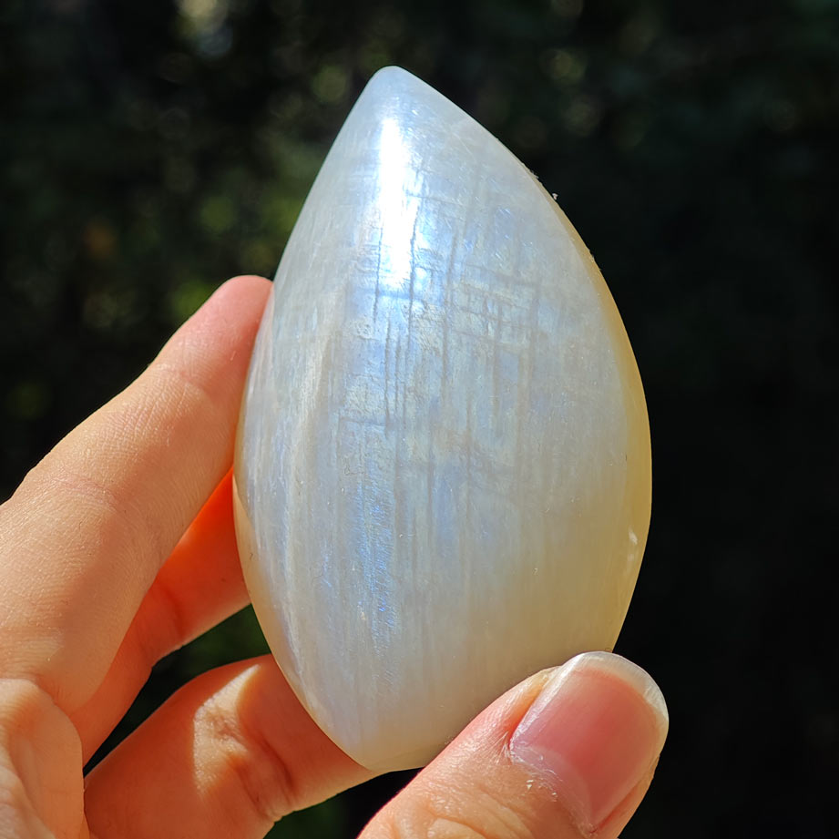 HQ White Moonstone Crystal Flame