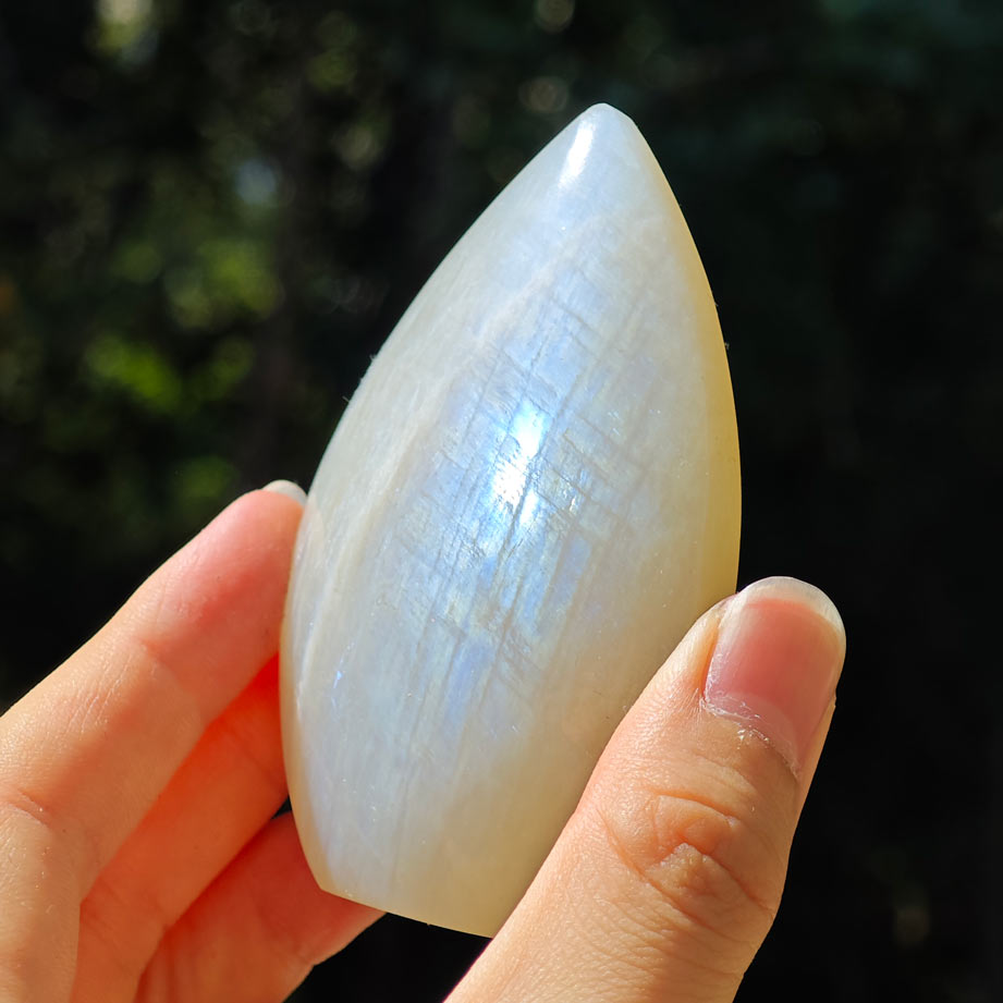 HQ White Moonstone Crystal Flame