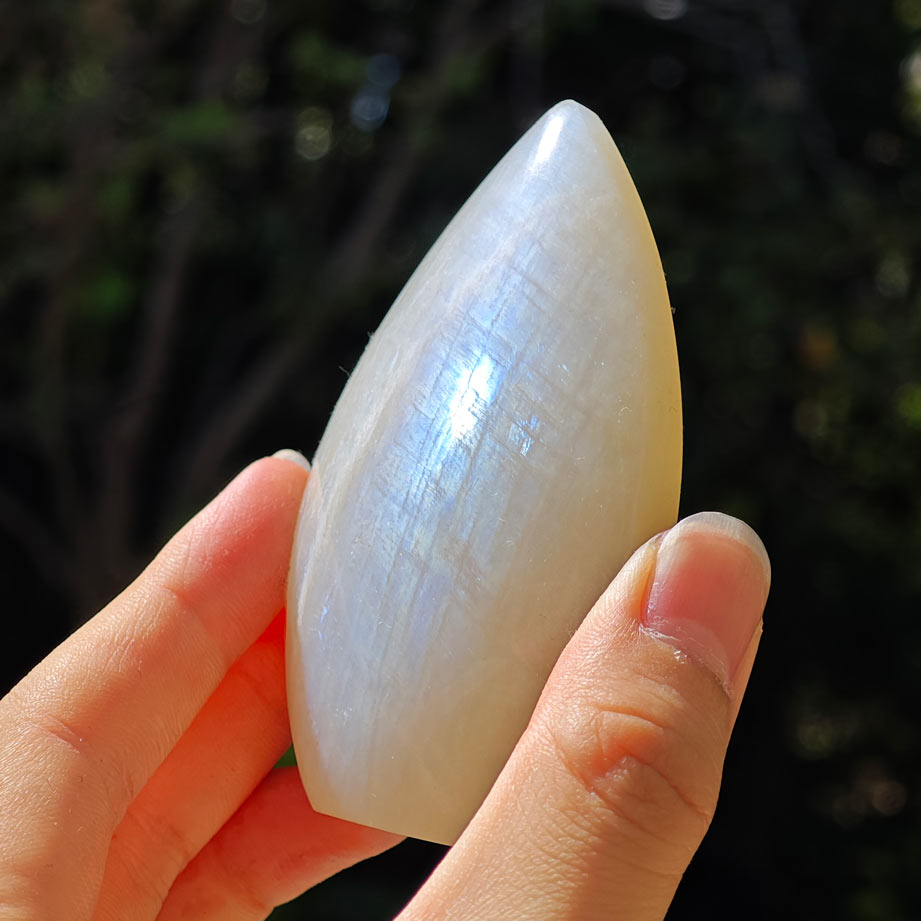 HQ White Moonstone Crystal Flame